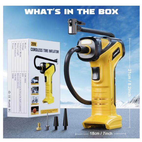 Air Compressor uses 20VBatt, 150PSI Air PumpDigital Pressure Gauge, (No Battery) - Picture 8 of 8